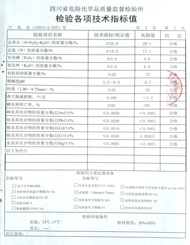 生物有機(jī)肥檢測(cè)報(bào)告